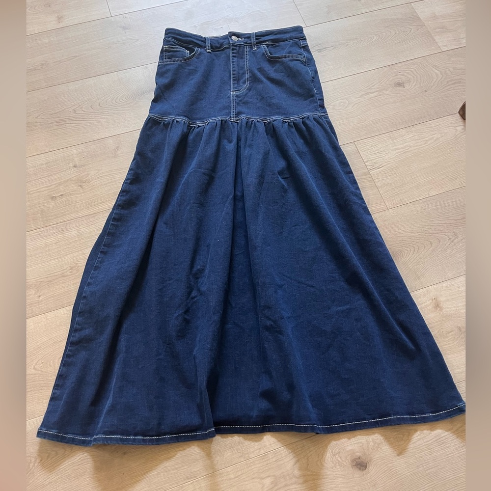 Free People Denim Maxi Skirt